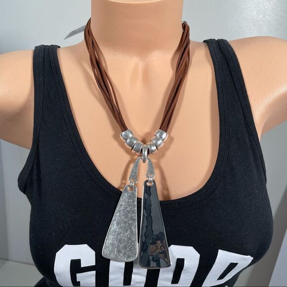 NWT Robert Lee Morris Soho Silver Brown Suede Necklace New with Tags Super Nice! - Picture 15 of 15